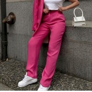 Full Length Trousers Hot Pink Zara M NWT